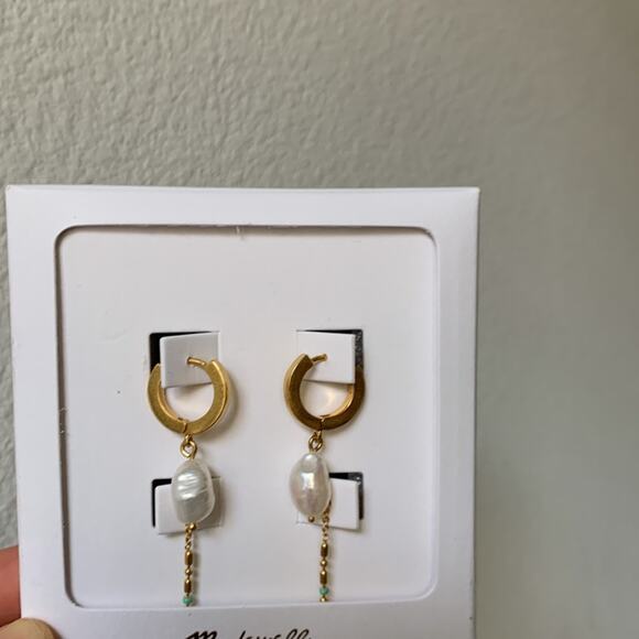 New- Set of 2 Madewell Earrings - Drop Mini Hoop Earrings, Bead Chain Earrings - Picture 8 of 8